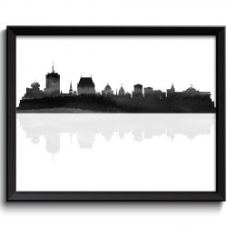 INSTANT DOWNLOAD Quebec City Skyline Black White Grey Gray Watercolor Cityscape Poster Print Quebec Canada Abstract Landscape Art Painting