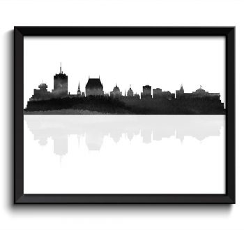 INSTANT DOWNLOAD Quebec City Skyline Black White Grey Gray Watercolor Cityscape Poster Print Quebec Canada Abstract Landscape Art Painting