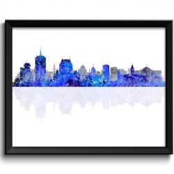 INSTANT DOWNLOAD Quebec City Skyline Navy Blue Grey Gray Watercolor Cityscape Poster Print Quebec Canada Abstract Landscape Art Painting