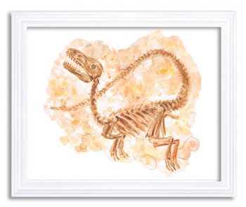 INSTANT DOWNLOAD Rapter Watercolor Dinosaur Bones Beige Print Dinosaur Fossils Wall Art Children Nursery Art Poster Home Decor Painting