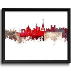 INSTANT DOWNLOAD Red Brown Beige Paris Skyline Colorful France Europe City Watercolor Cityscape Poster Print Abstract Landscape Art Painting