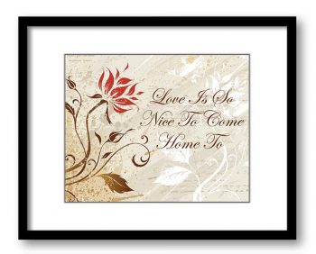 INSTANT DOWNLOAD Red Flower Art Print Love Is So Nice To Come Home To Beige Brown Elegant Wall Decor poster quote inspirational