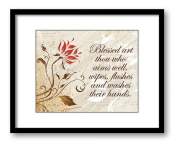 INSTANT DOWNLOAD Red Flower Bathroom Art Print Beige Brown Elegant Wall Decor Aim Wipe Wash Flushes poster inspirational quote motivational