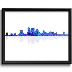 INSTANT DOWNLOAD Regina Skyline City Navy Blue Grey Watercolor Cityscape Poster Print Saskatchewan Canada Abstract Landscape Art Painting