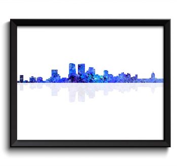 INSTANT DOWNLOAD Regina Skyline City Navy Blue Grey Watercolor Cityscape Poster Print Saskatchewan Canada Abstract Landscape Art Painting