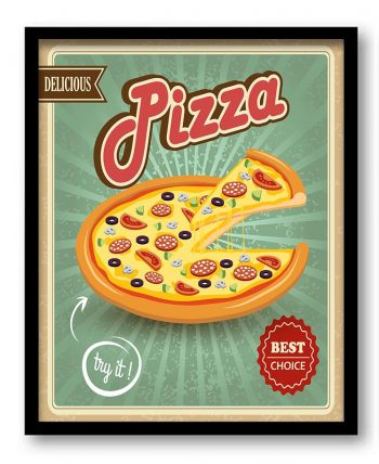 INSTANT DOWNLOAD Retro Pizza Best Choice Art Print Teal Blue Beige Red Brown Home Kitchen Wall Decor Vintage Style Retro Poster Sign Ad