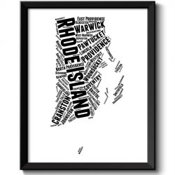 INSTANT DOWNLOAD Rhode Island Map State Text Words Black White Watercolor Poster Print USA United States Modern Landscape Art Painting