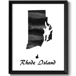 INSTANT DOWNLOAD Rhode Island Map State Watercolor Painting Poster Print USA United States Abstract Landscape Art Black White Grey