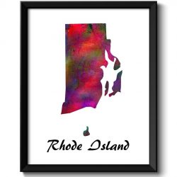 INSTANT DOWNLOAD Rhode Island Map State Watercolor Painting Poster Print USA United States Abstract Landscape Art Colorful Rainbow