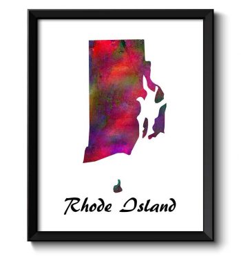 INSTANT DOWNLOAD Rhode Island Map State Watercolor Painting Poster Print USA United States Abstract Landscape Art Colorful Rainbow