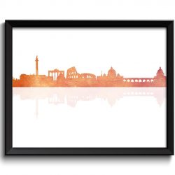 INSTANT DOWNLOAD Rome Skyline Italy City Orange Peach Pink Coral Watercolor Cityscape Poster Print Modern Abstract Landscape Art Painting