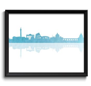 INSTANT DOWNLOAD Rome Skyline Italy City Sky Blue Watercolor Cityscape Poster Print Modern Abstract Landscape Art Painting