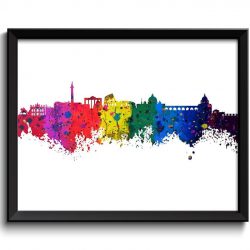 INSTANT DOWNLOAD Rome Skyline Watercolor Art Poster Print Rome Wall Decor Rome Wall Art Painting Italy Artwork City Map Home Decor