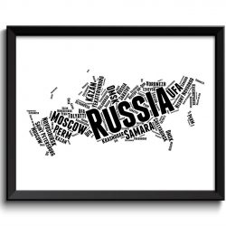 INSTANT DOWNLOAD Russia Text Map Word Cloud Black White Typography Poster Print Country Modern Abstract Minimalist Landscape Art Painting