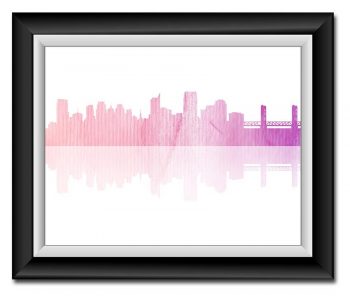 INSTANT DOWNLOAD Sacramento Skyline California City Purple Pink Watercolor Cityscape Poster Print Modern Abstract Landscape Art Painting