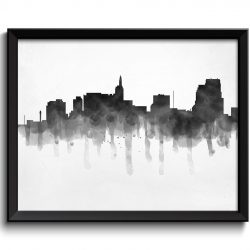 INSTANT DOWNLOAD Saint Paul Skyline Minnesota City Watercolor Black White Grey Cityscape Poster Print Modern Abstract Landscape Art Painting