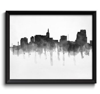 INSTANT DOWNLOAD Saint Paul Skyline Minnesota City Watercolor Black White Grey Cityscape Poster Print Modern Abstract Landscape Art Painting