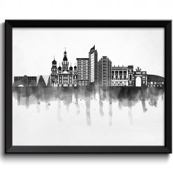 INSTANT DOWNLOAD Saint Petersburg Skyline City Turkey Black White Grey Cityscape Poster Print Russia Modern Abstract Landscape Art Painting