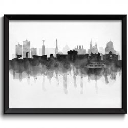 INSTANT DOWNLOAD Samara Skyline Russia Cityscape Art Print Poster Black White Grey Watercolor Painting Landscape Home Decor Wall Art