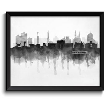 INSTANT DOWNLOAD Samara Skyline Russia Cityscape Art Print Poster Black White Grey Watercolor Painting Landscape Home Decor Wall Art