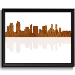 INSTANT DOWNLOAD San Diego Skyline San Diego California San Diego Wall Art Print San Diego Poster Brown Tan Beige Watercolor Painting