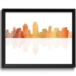 INSTANT DOWNLOAD San Diego Skyline San Diego California San Diego Wall Art Print San Diego Poster Red Green Yellow Brown Watercolor Painting