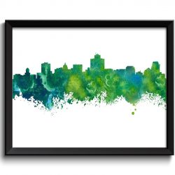 INSTANT DOWNLOAD San Diego Skyline Turquoise Blue Green Watercolor Painting San Diego California San Diego Wall Art Print San Diego Poster