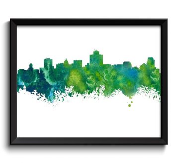 INSTANT DOWNLOAD San Diego Skyline Turquoise Blue Green Watercolor Painting San Diego California San Diego Wall Art Print San Diego Poster