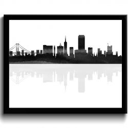 INSTANT DOWNLOAD San Francisco Skyline California City Black White Grey Watercolor Cityscape Poster Print Modern Landscape Art Painting