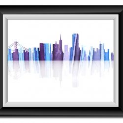 INSTANT DOWNLOAD San Francisco Skyline California City Pink Purple Blue Watercolor Cityscape Poster Print Abstract Landscape Art Painting