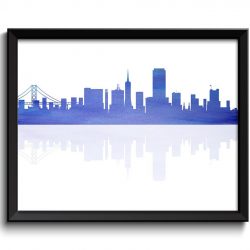 INSTANT DOWNLOAD San Francisco Skyline California City Royal Blue Watercolor Cityscape Poster Print Modern Abstract Landscape Art Painting