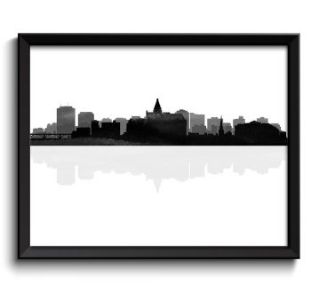 INSTANT DOWNLOAD Saskatoon Skyline City Black Grey Watercolor Cityscape Poster Print Saskatchewan Canada Abstract Landscape Art Painting