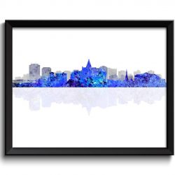 INSTANT DOWNLOAD Saskatoon Skyline City Navy Blue Grey Watercolor Cityscape Poster Print Saskatchewan Canada Abstract Landscape Art Painting