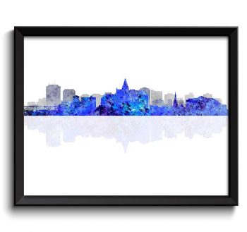 INSTANT DOWNLOAD Saskatoon Skyline City Navy Blue Grey Watercolor Cityscape Poster Print Saskatchewan Canada Abstract Landscape Art Painting