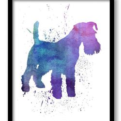 INSTANT DOWNLOAD Schnauzer Dog Watercolor Art Painting Print Poster Dog Art Painting Dog Breeds Home Decor Wall Art Pink Blue Purple Green