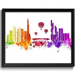 INSTANT DOWNLOAD Seoul Skyline Painting Poster Print Wall Decor Seoul Wall Art Green Yellow Pink Red Purple Pink South Korea Map Home Decor