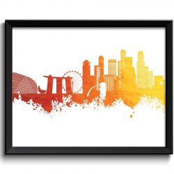 INSTANT DOWNLOAD Singapore Red Orange Yellow Skyline Painting Poster Print Wall Decor Singapore Wall Art Asia City Map Home Decor Wall Art