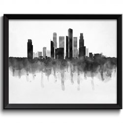 INSTANT DOWNLOAD Singapore Skyline Asia Cityscape Art Print Poster Black White Grey Watercolor Painting