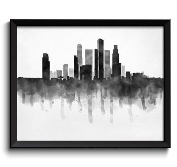 INSTANT DOWNLOAD Singapore Skyline Asia Cityscape Art Print Poster Black White Grey Watercolor Painting