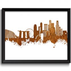 INSTANT DOWNLOAD Singapore Skyline Painting Poster Print Brown Beige Neutral Singapore Wall Decor Wall Art Asia City Map Home Decor