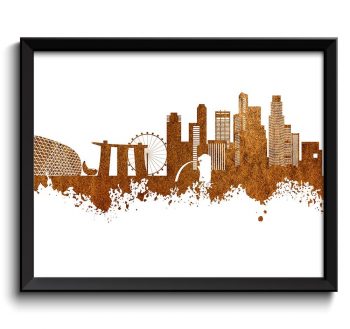 INSTANT DOWNLOAD Singapore Skyline Painting Poster Print Brown Beige Neutral Singapore Wall Decor Wall Art Asia City Map Home Decor