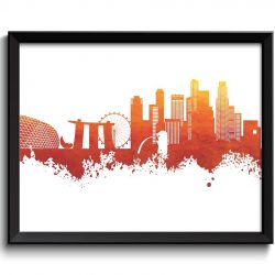 INSTANT DOWNLOAD Singapore Skyline Painting Poster Print Red Yellow Wall Decor Singapore Wall Art Asia City Map Home Decor Wall Art