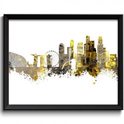 INSTANT DOWNLOAD Singapore Skyline Painting Poster Print Yellow Grey Black Singapore Wall Decor Singapore Wall Art Asia City Map Home Decor