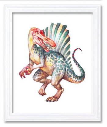 INSTANT DOWNLOAD Spinosaurus Watercolor Red Yellow Blue Dinosaur Print Dinosaur Wall Art Children Nursery Art Poster Home Decor Painting