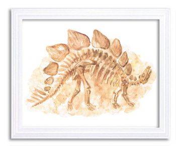 INSTANT DOWNLOAD Stegosaurus Watercolor Dinosaur Bones Beige Print Dinosaur Fossils Wall Art Children Nursery Art Poster Home Decor Painting