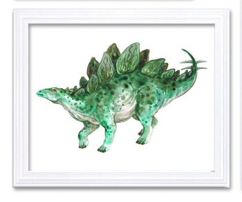 INSTANT DOWNLOAD Stegosaurus Watercolor Green Dinosaur Print Dinosaur Wall Art Children Nursery Art Poster Home Decor Painting