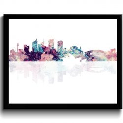 INSTANT DOWNLOAD Sydney Skyline Australia City Pink Purple Blue Beige Watercolor Cityscape Poster Print Abstract Landscape Art Painting