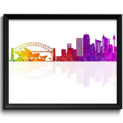 INSTANT DOWNLOAD Sydney Skyline Painting Art Poster Print Sydney Wall Decor Sydney Wall Art Colorful Rainbow Australia City Map Home Decor