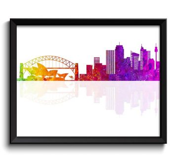 INSTANT DOWNLOAD Sydney Skyline Painting Art Poster Print Sydney Wall Decor Sydney Wall Art Colorful Rainbow Australia City Map Home Decor