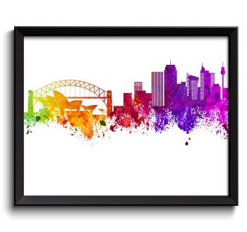 INSTANT DOWNLOAD Sydney Skyline Painting Poster Print Wall Decor Sydney Art Green Yellow Pink Red Purple Pink Australia City Map Home Decor